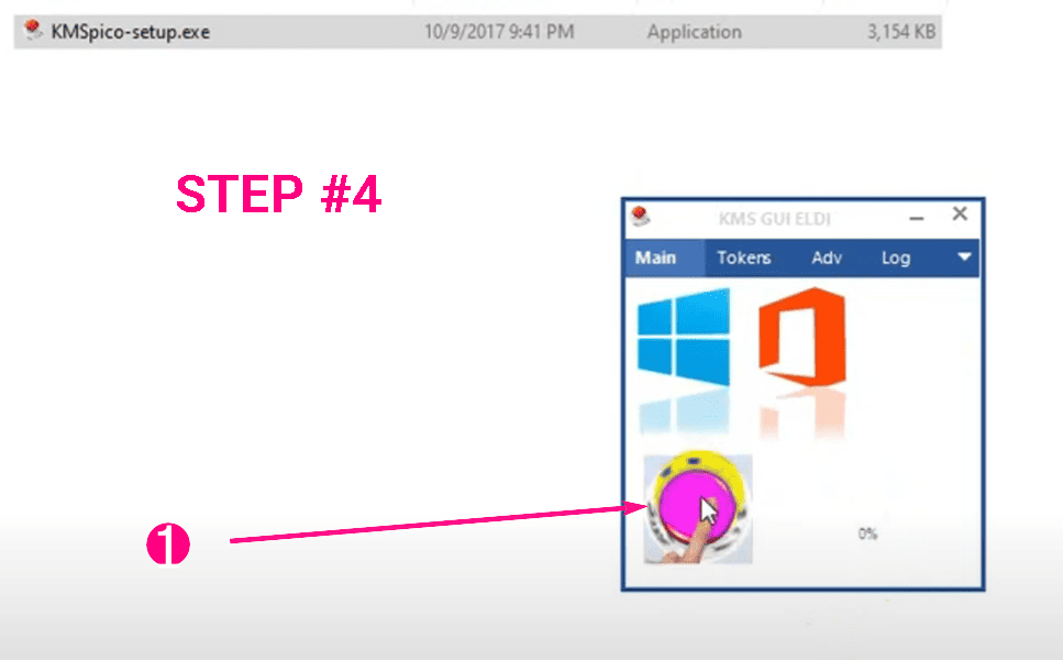 Next, you need to click the big and red button and then the activator will license your programs from Microsoft: