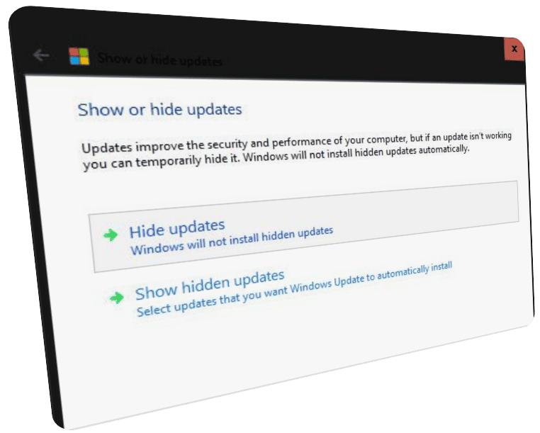 show or hide updates